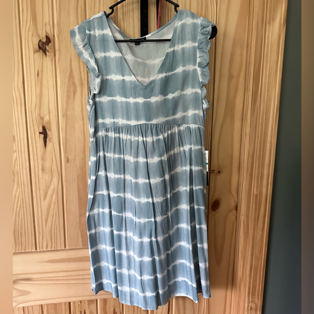 Ruffle sleeve tie dye dress